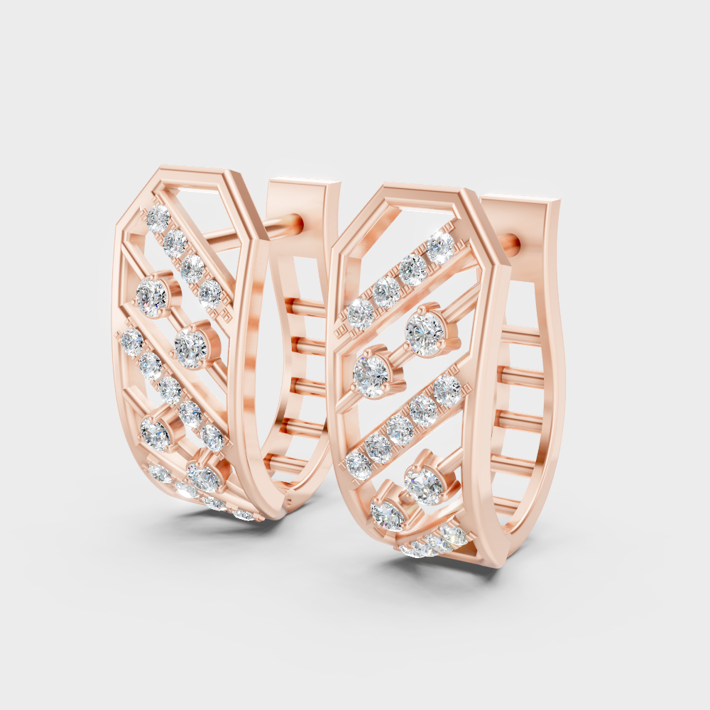 Hallmark Rose Gold Round Cut Lab Diamond Hoop Earrings For Women